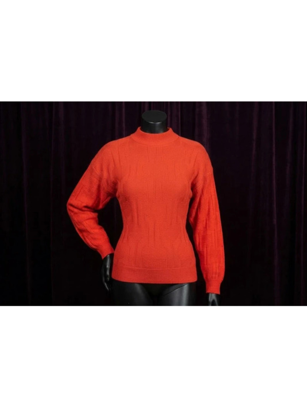 Vintage American Pride Red Textured Mock Neck Knit Sweater Made in USA